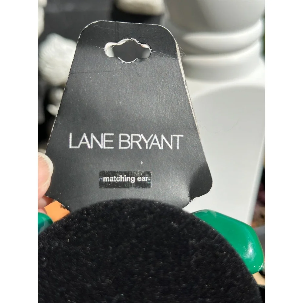 Lane Bryant Green Chunky Bead Statement Necklace Emerald Resin Silver Tone‎ New
